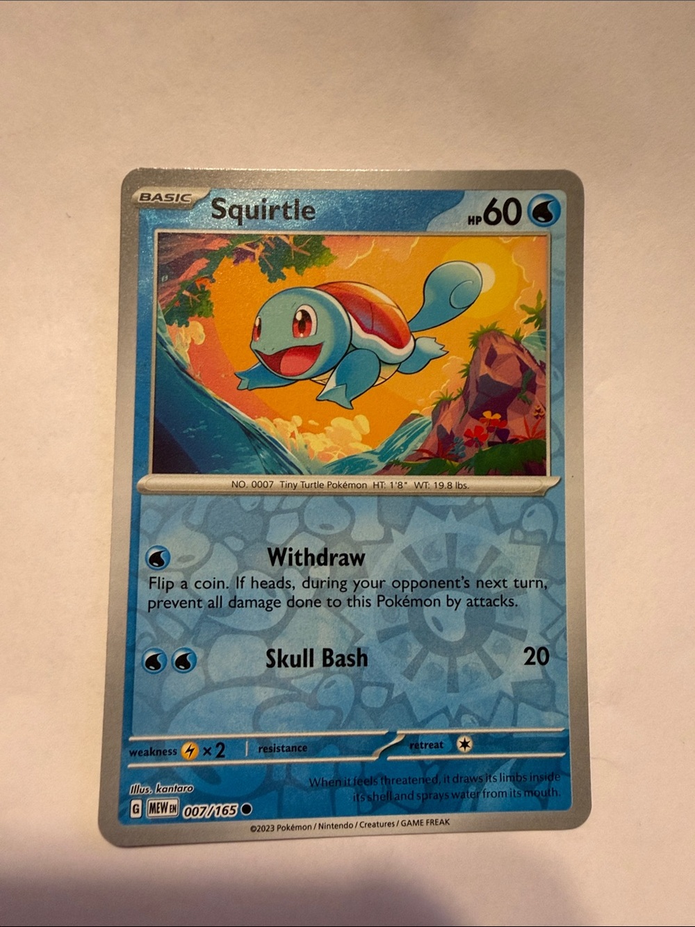 Squirtle Pokémon Basic Card 2023 - 007/165 - HP 60 - Tiny Turtle Pokémon